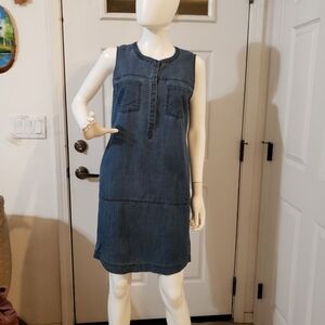 Athleta Hana Henley Chambray Dress Sleeveless S